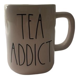 Rae‎ Dunn Tea Addict Mug - Unique Design, Novelty Coffee Cup, Yellow Interior